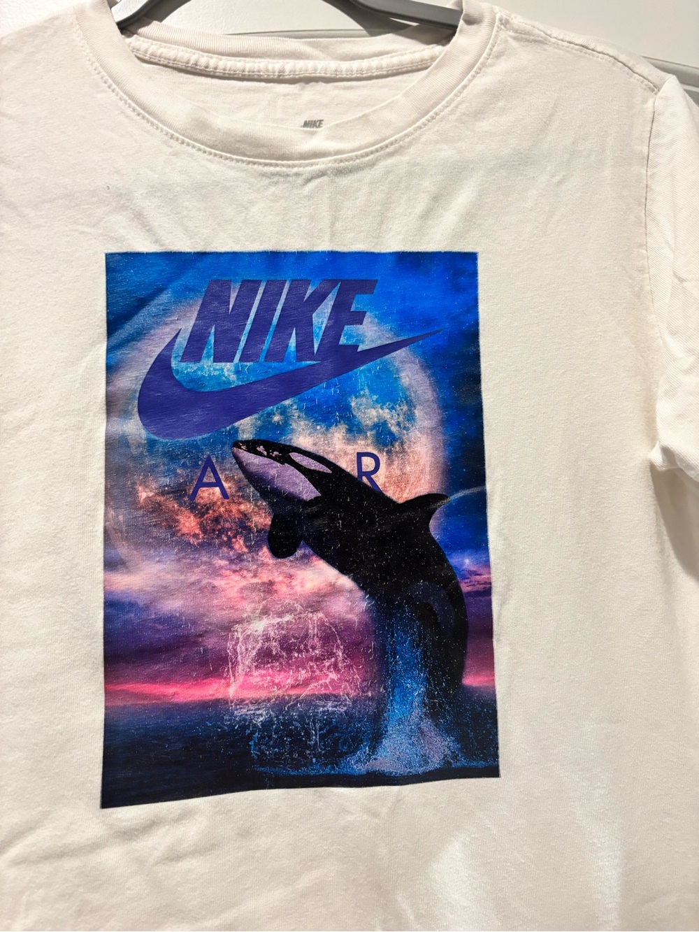 Nike White Short Sleeve Tee with Blue & Purple Graphic - Picture 3 of 5